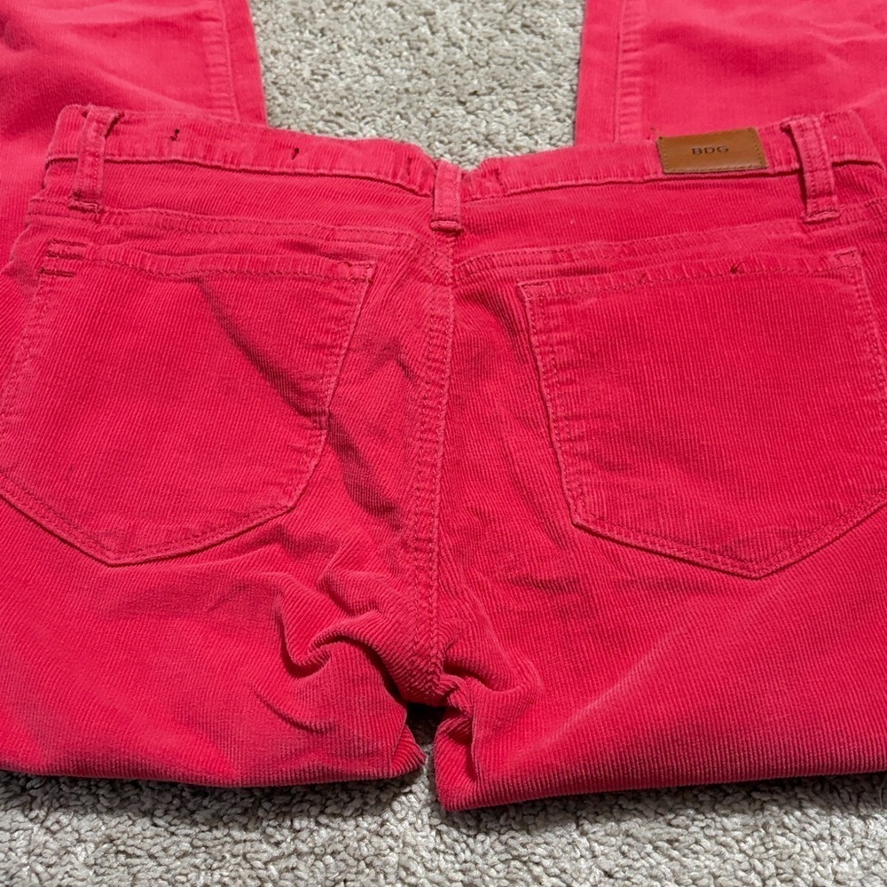 BDG Red Corduroy Ankle Cigarette Pants 28x30 - Picture 5 of 5
